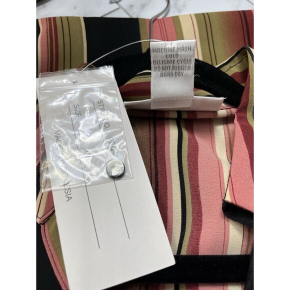 EK Designs Top Women's L Striped Long Sleeve Button Down 70s’ Style Retro*Flaw - Picture 10 of 11